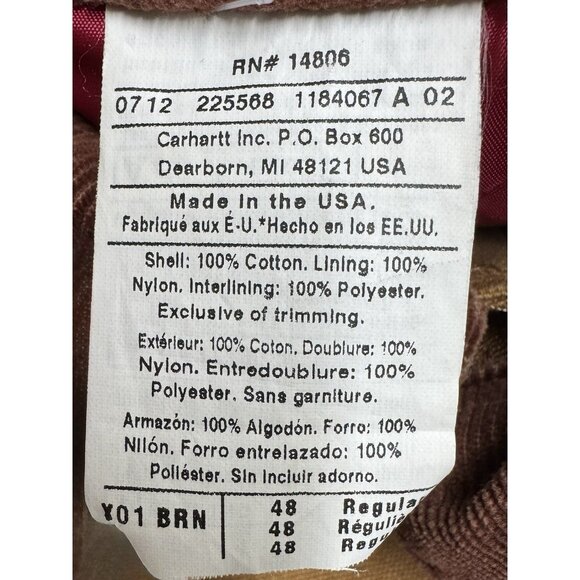 Vintage Carhartt Coveralls Mens 48R Duck Quilted Workwear Union Made USA 90s - Picture 9 of 14